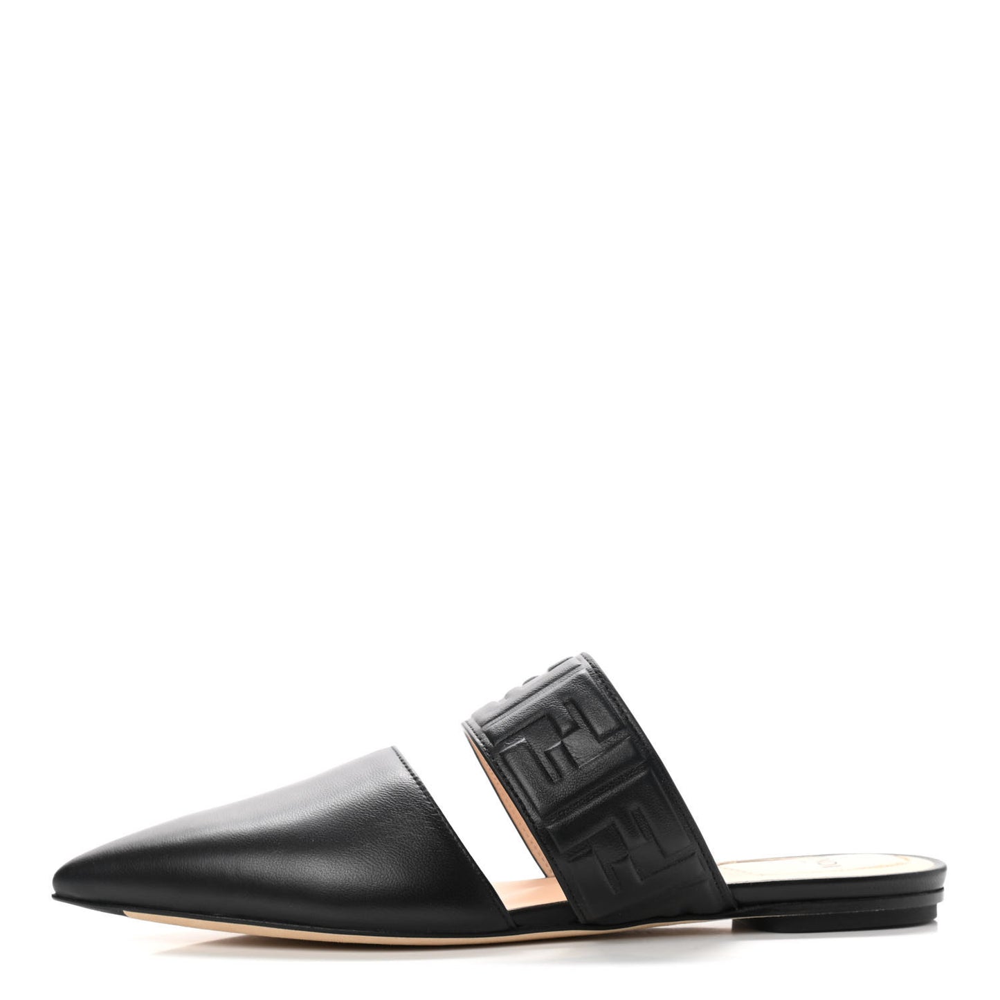 Nappa FF Embossed Flat Mules 37 Black
