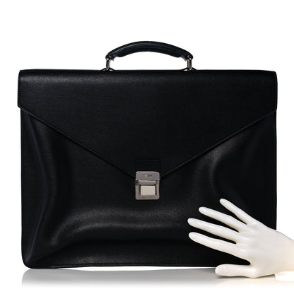 Fendi Vitello Elite Flamingo Slim Business Bag Black 2 of 11