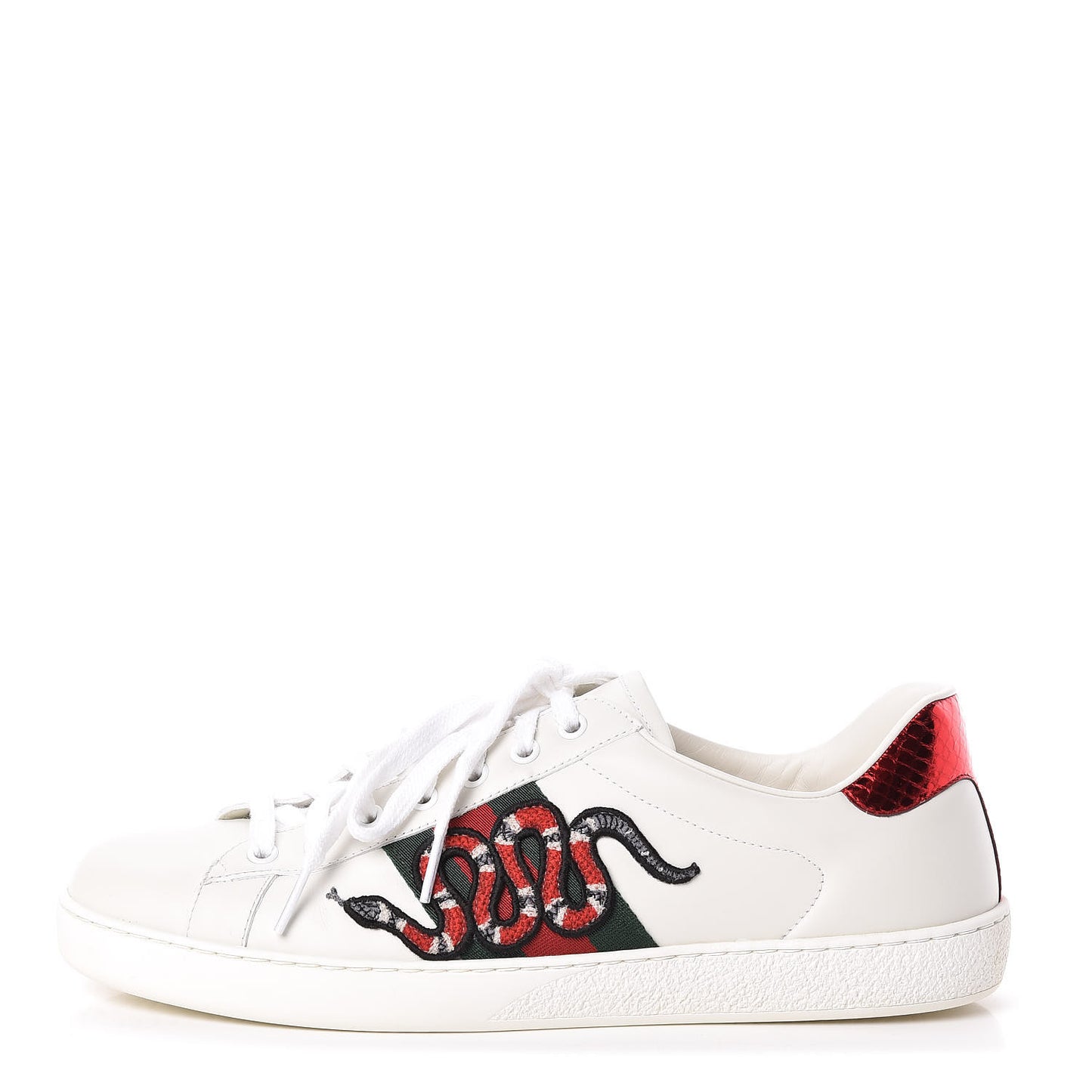 Calfskin Ayers Kingsnake Embroidered Mens Ace Sneakers 9.5 Green Red