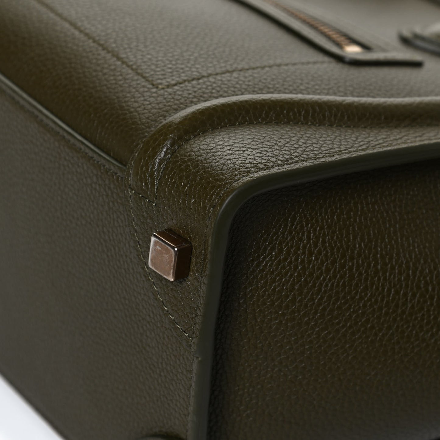 Drummed Calfskin Micro Luggage Dark Olive