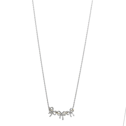 Tiffany Sterling Silver 18K Yellow Gold Triple Bow Pendant Necklace 1 of 8