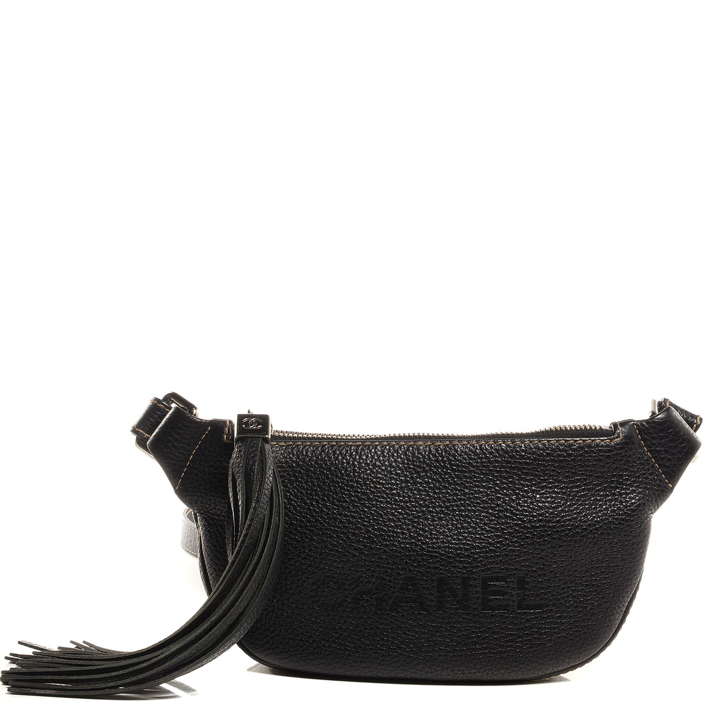 Leather Tassel Small Hobo Black