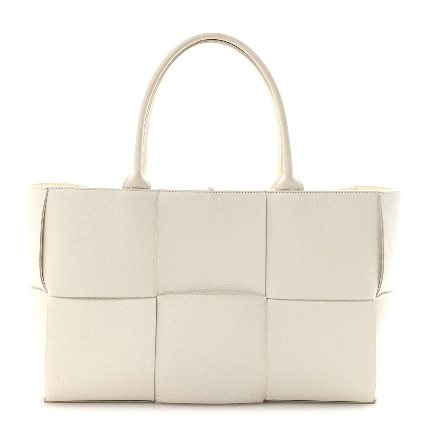 Grained Calfskin Maxi Intrecciato Medium Arco Tote White