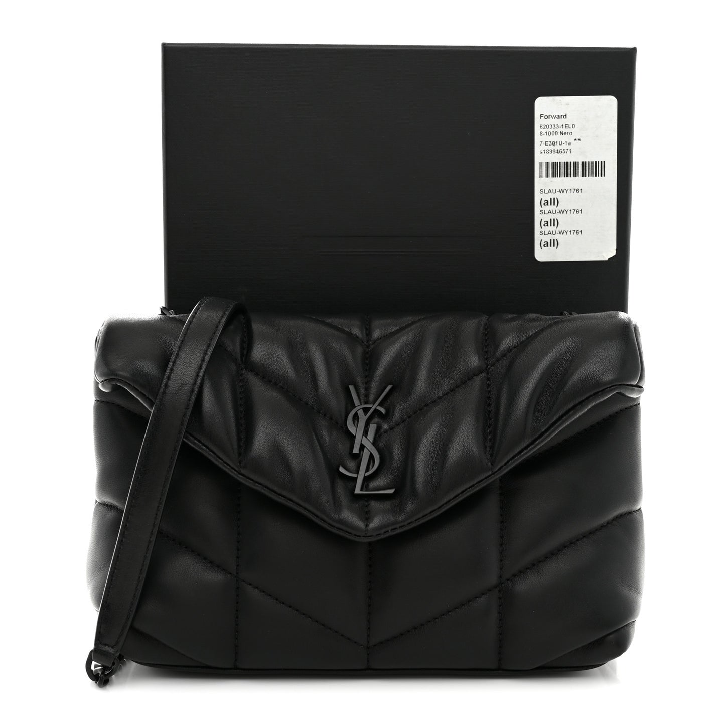Lambskin Quilted Toy Loulou Puffer Monogram Monochrome Chain Satchel Black