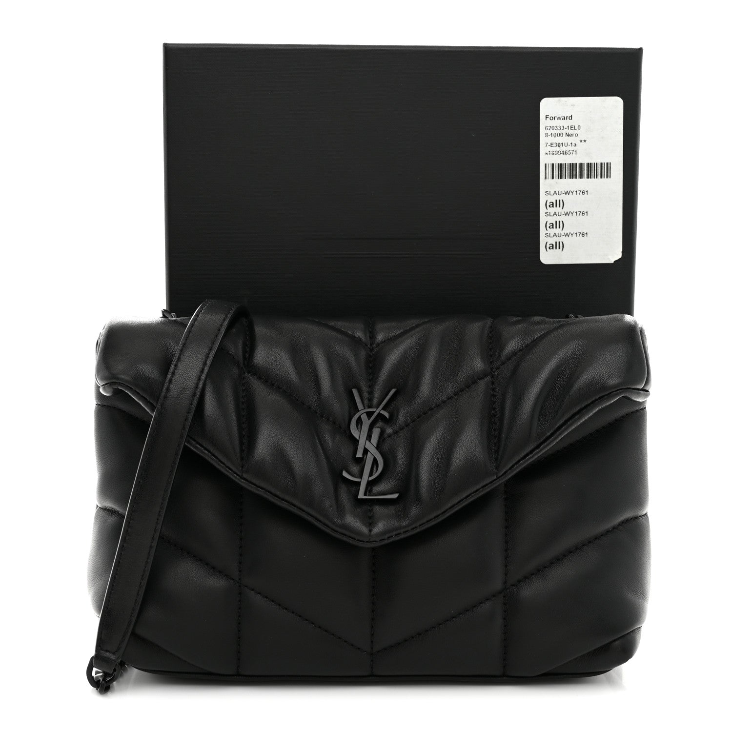 Saint Laurent Lambskin Quilted Toy Loulou Puffer Monogram Monochrome Chain Satchel Black 11 of 11