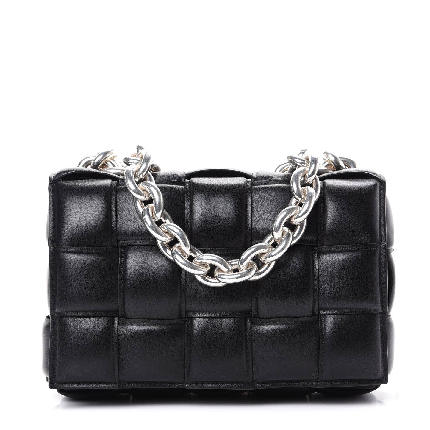 Lambskin Maxi Intreccio Padded Chain Cassette Crossbody Bag Black