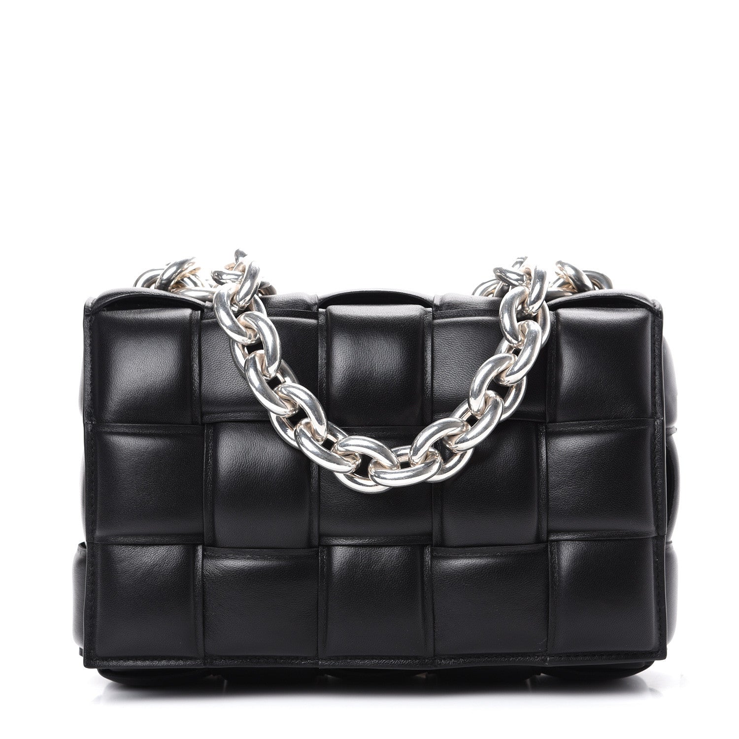 Bottega Veneta Lambskin Maxi Intreccio Padded Chain Cassette Crossbody Bag Black 1 of 9