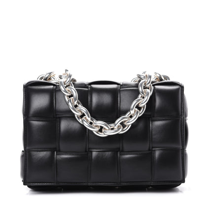 Bottega Veneta Lambskin Maxi Intreccio Padded Chain Cassette Crossbody Bag Black 1 of 9
