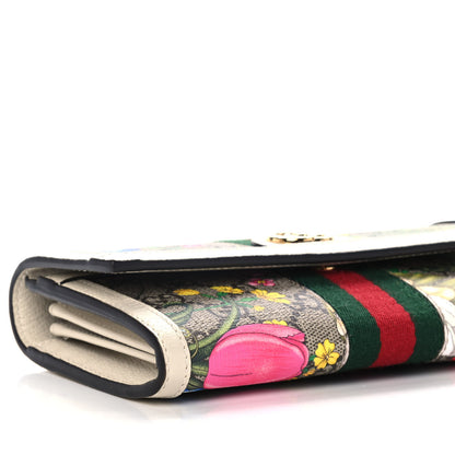 Gucci GG Supreme Monogram Flora Web Ophidia Continental Wallet White 8 of 9