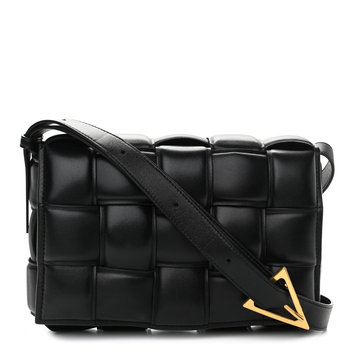 Nappa Maxi Intreccio Padded Cassette Crossbody Bag Black