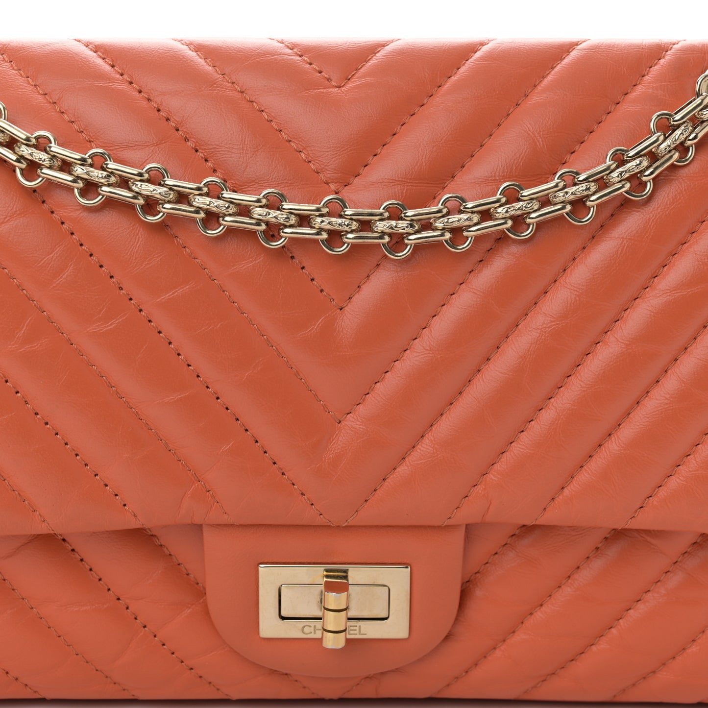 Calfskin Chevron Quilted 2.55 Reissue 225 Flap Orange