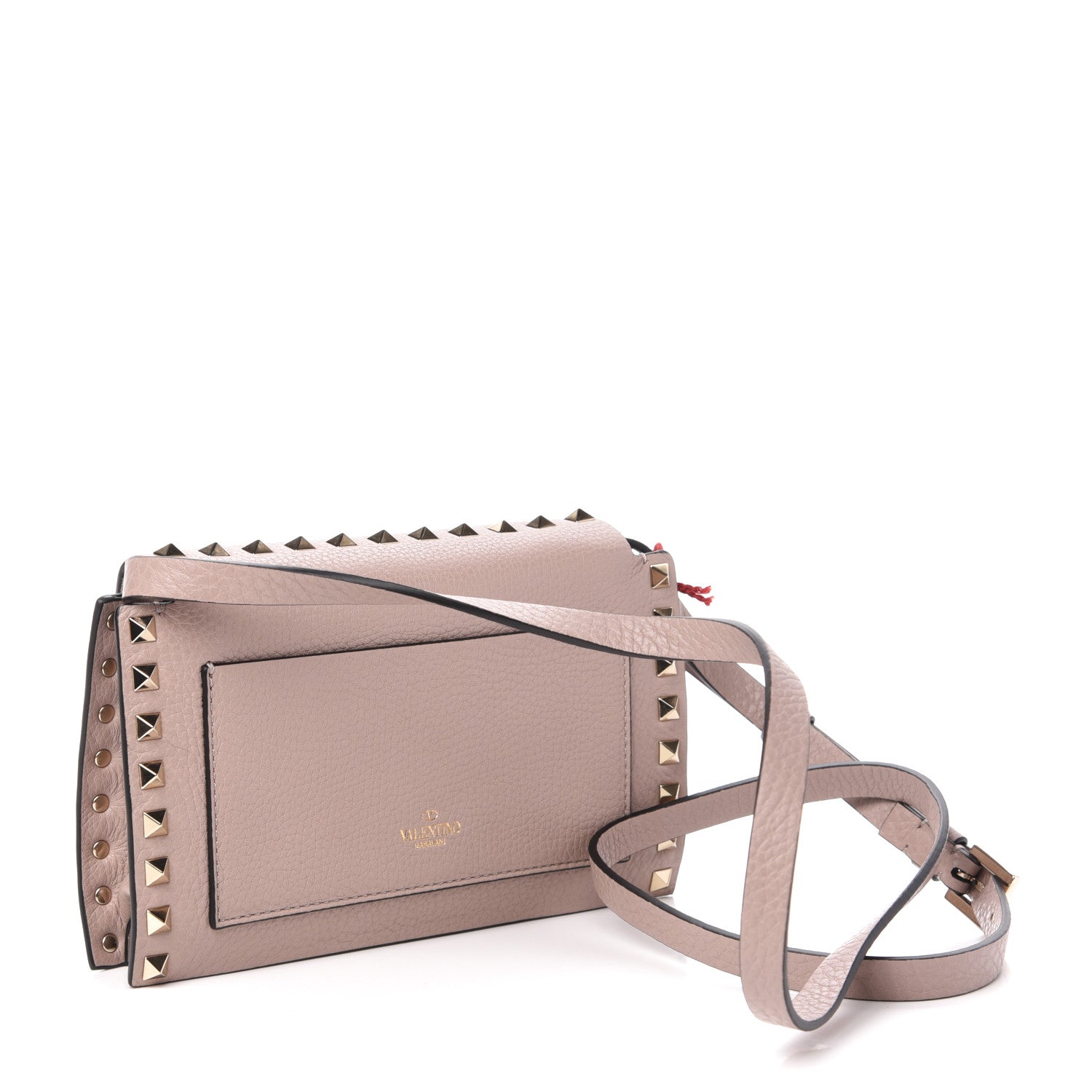 Valentino Garavani Pebbled Calfskin Small Rockstud Overlay Flap Shoulder Bag Poudre 3 of 9