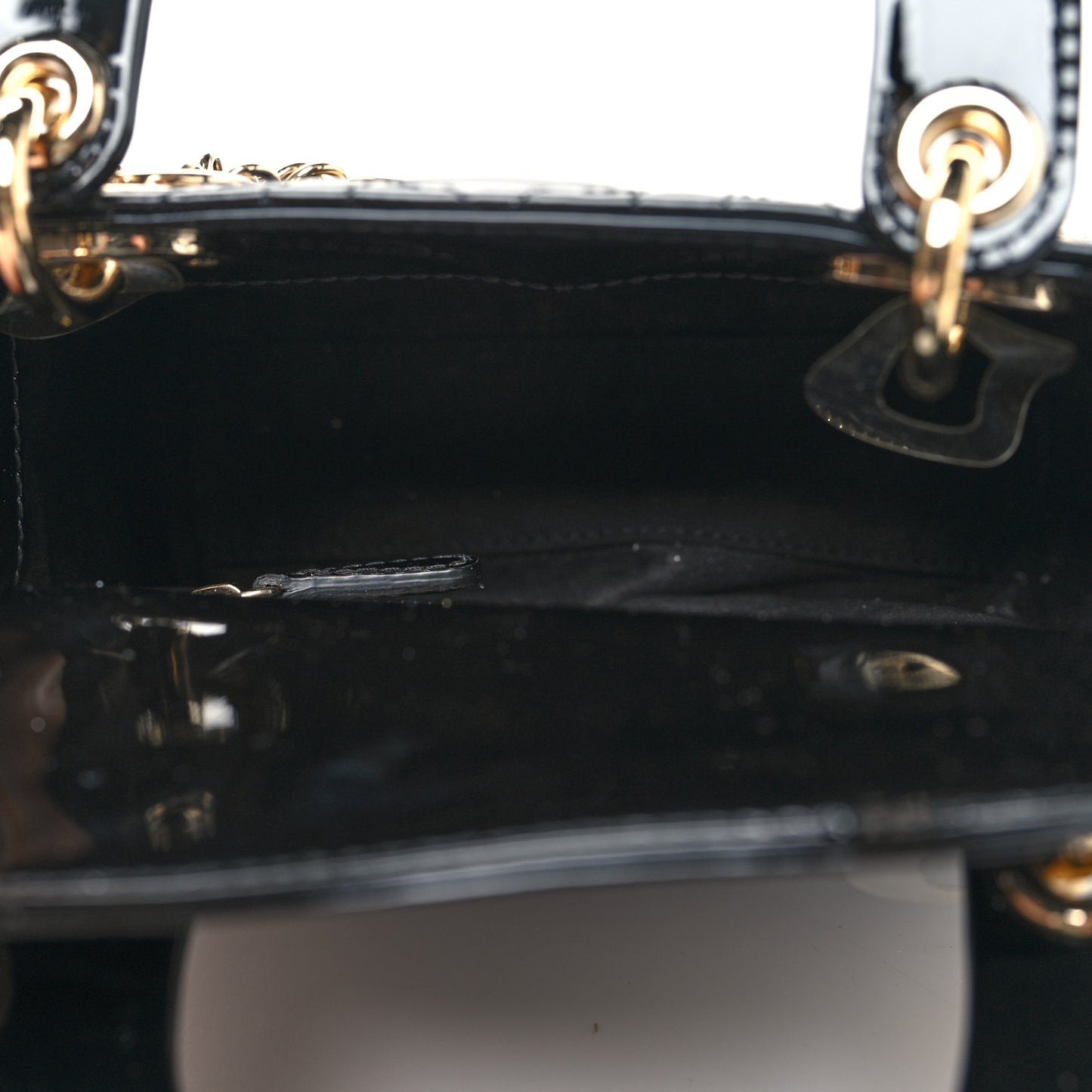Patent Cannage Mini Lady Dior Black