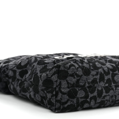 Chanel Denim Quilted Floral Print Mini Chanel 22 Black Grey 9 of 10