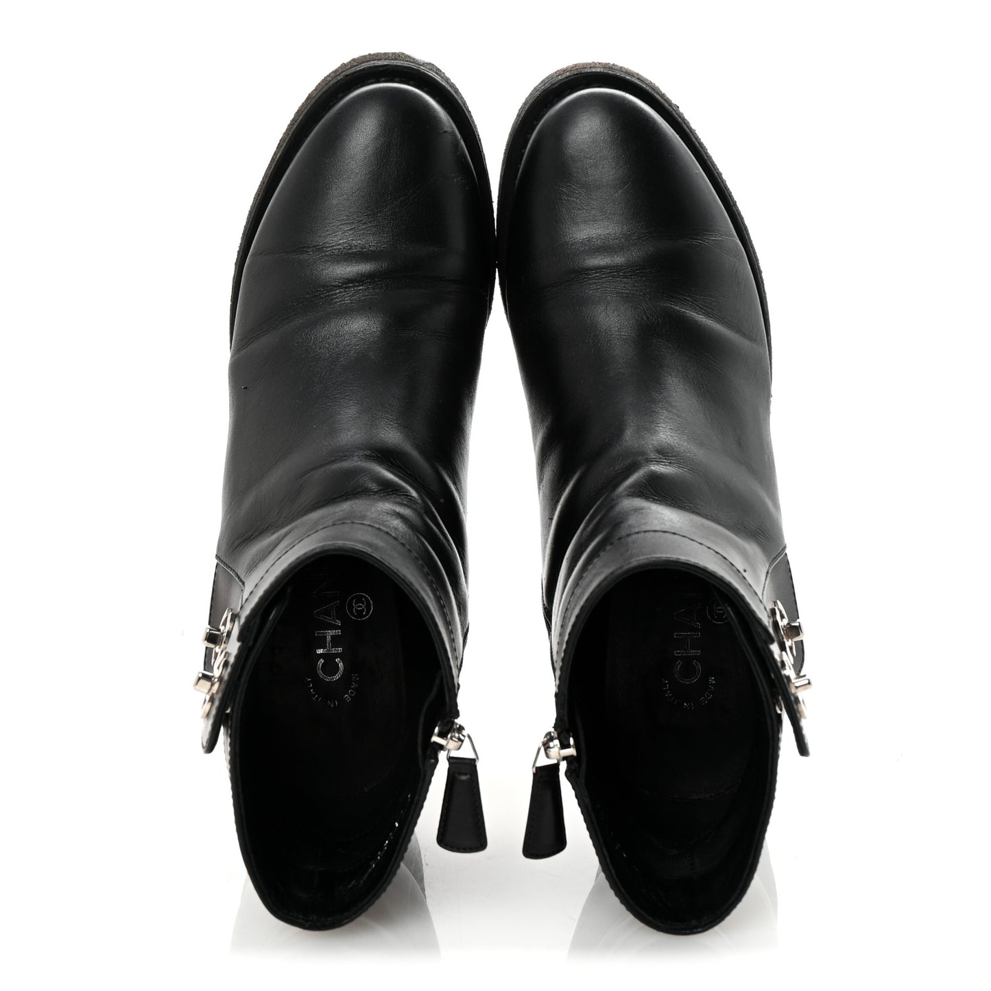 Calfskin CC Turnlock Ankle Boots 41 Black