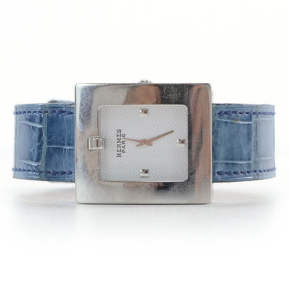 Hermes Stainless Steel Alligator 22mm Belt Quartz Watch Blue Jean 1 of 7