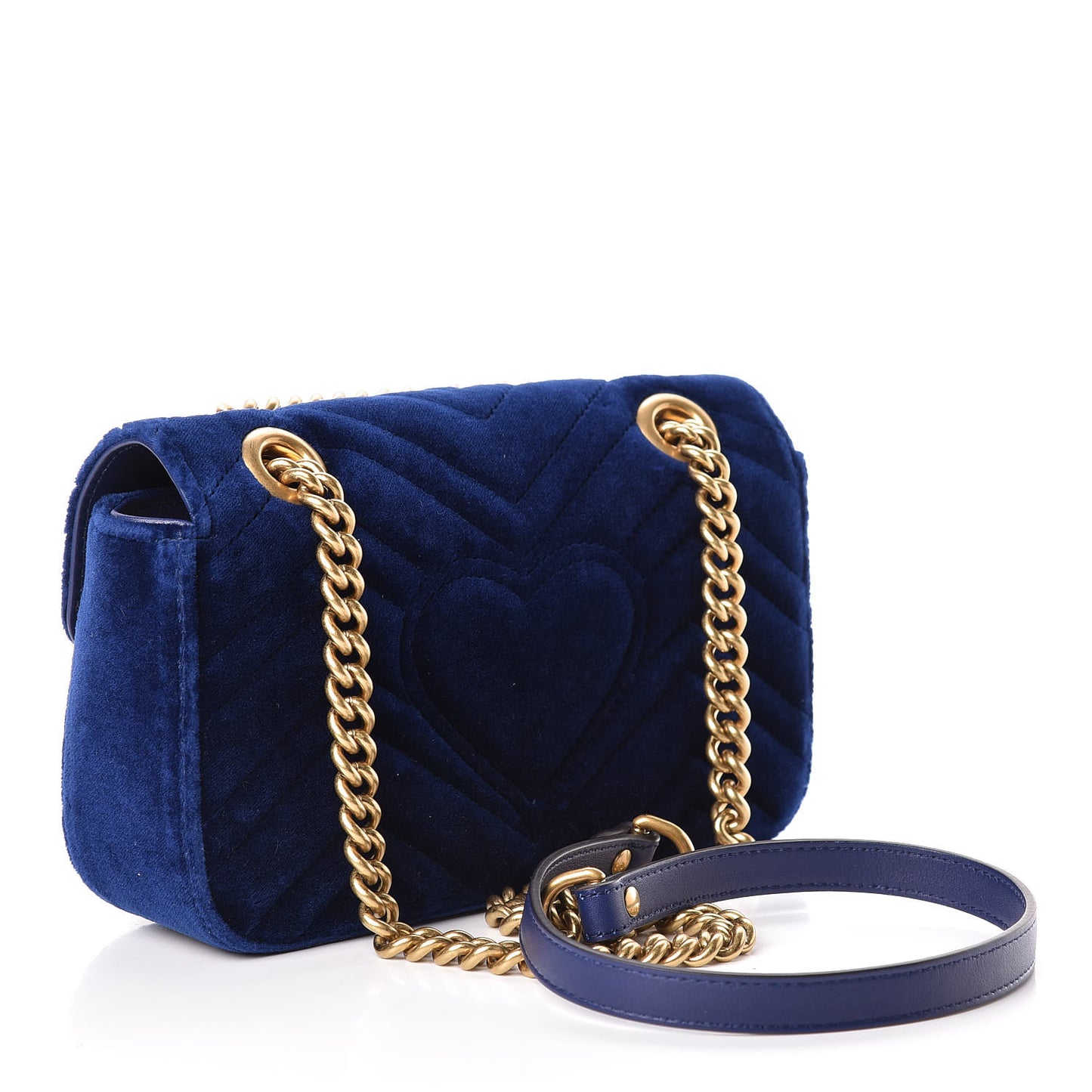 Velvet Matelasse Mini GG Marmont Shoulder Bag Cobalt Blue