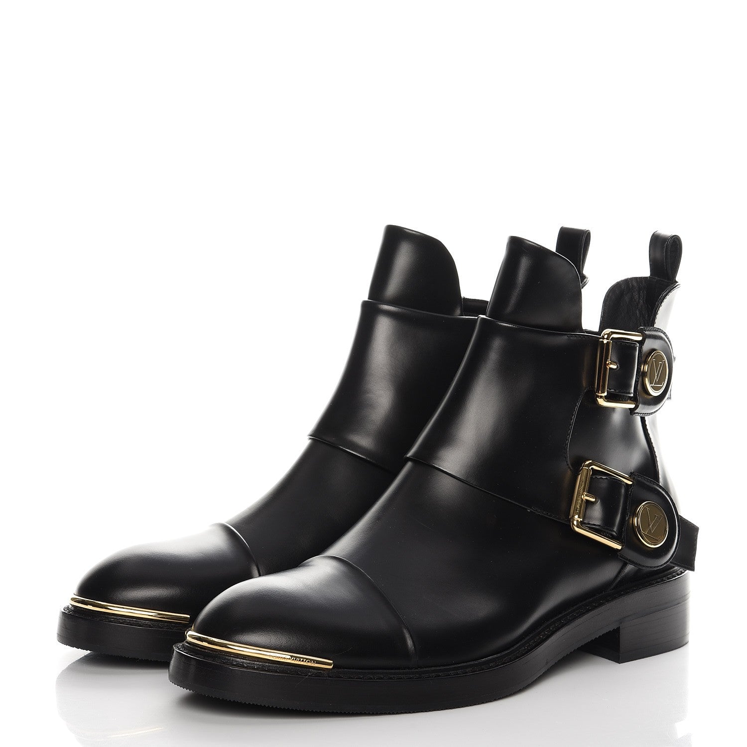 Louis Vuitton Calfskin Valley Flat Ankle Boots 37.5 Black 3 of 8