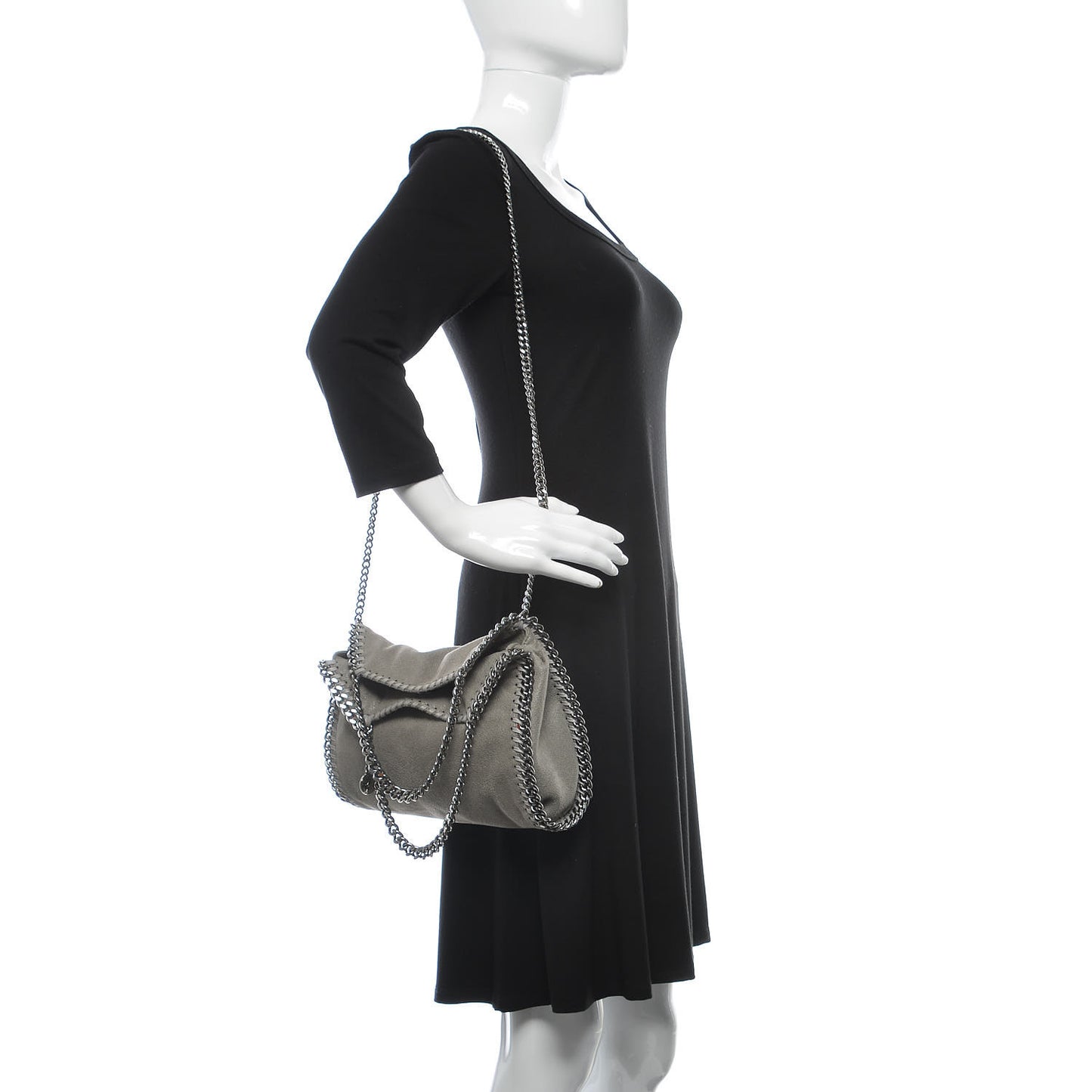 Shaggy Deer Mini Falabella Fold Over Tote Light Grey