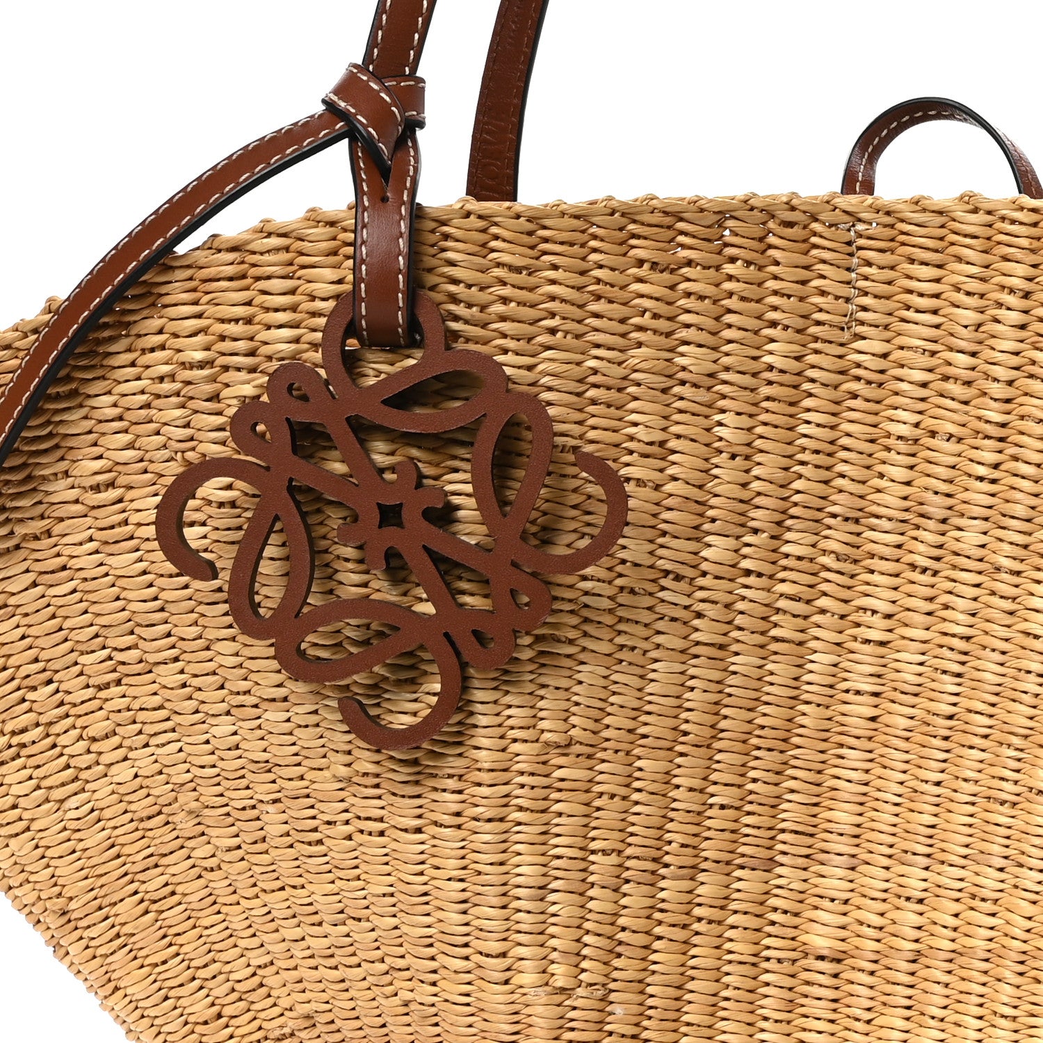 Loewe Calfskin Raffia Paulas Ibiza Small Shell Basket Tote Bag Natural Tan 6 of 8