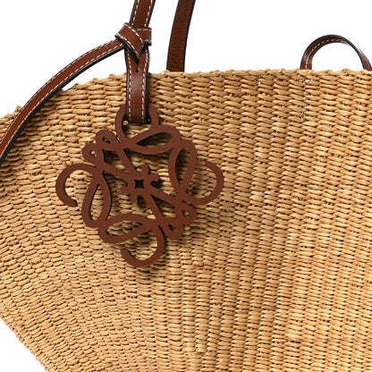 Loewe Calfskin Raffia Paulas Ibiza Small Shell Basket Tote Bag Natural Tan 6 of 8