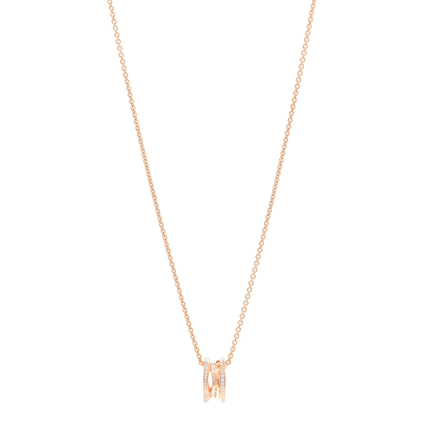 18K Rose Gold Diamond B.Zero1 Open Legends Pendant Necklace
