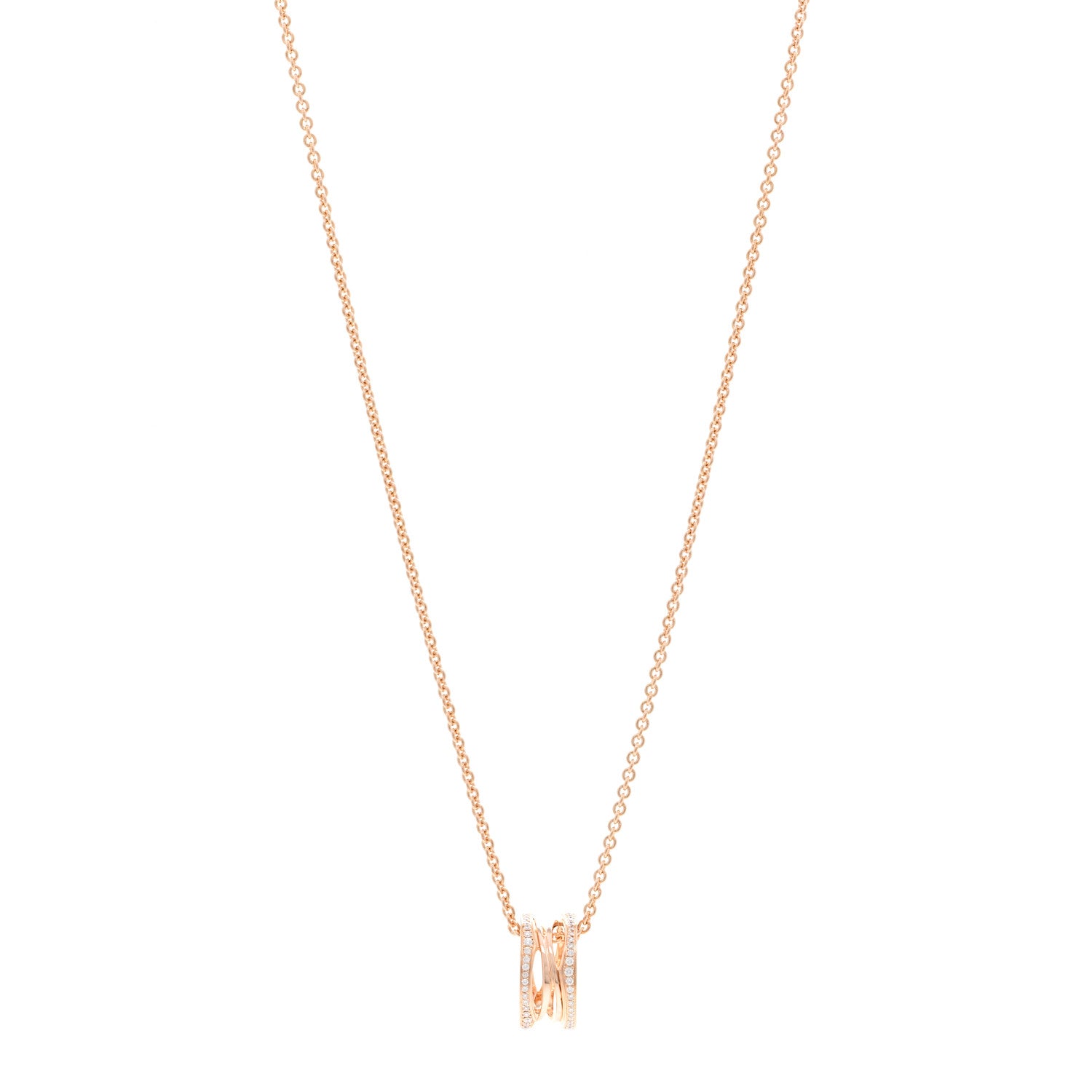 Bulgari 18K Rose Gold Diamond B.Zero1 Open Legends Pendant Necklace 1 of 4
