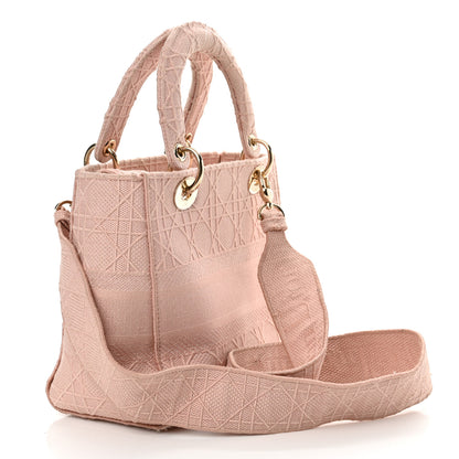 Christian Dior Canvas Embroidered Cannage Medium Lady D-Lite Pink 3 of 15