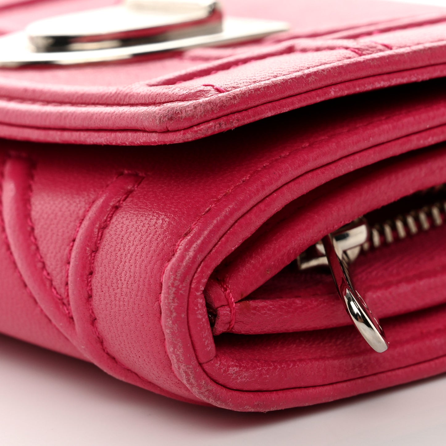 Calfskin Cannage Diorama Nomadene Wallet Fuchsia