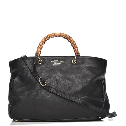 Gucci Calfskin Large Bamboo Shopper Tote Black 1 of 13