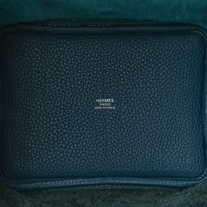 Hermes Taurillon Clemence Casaque Picotin Lock 18 PM Vert Bosphore Vert Cypress 5 of 11