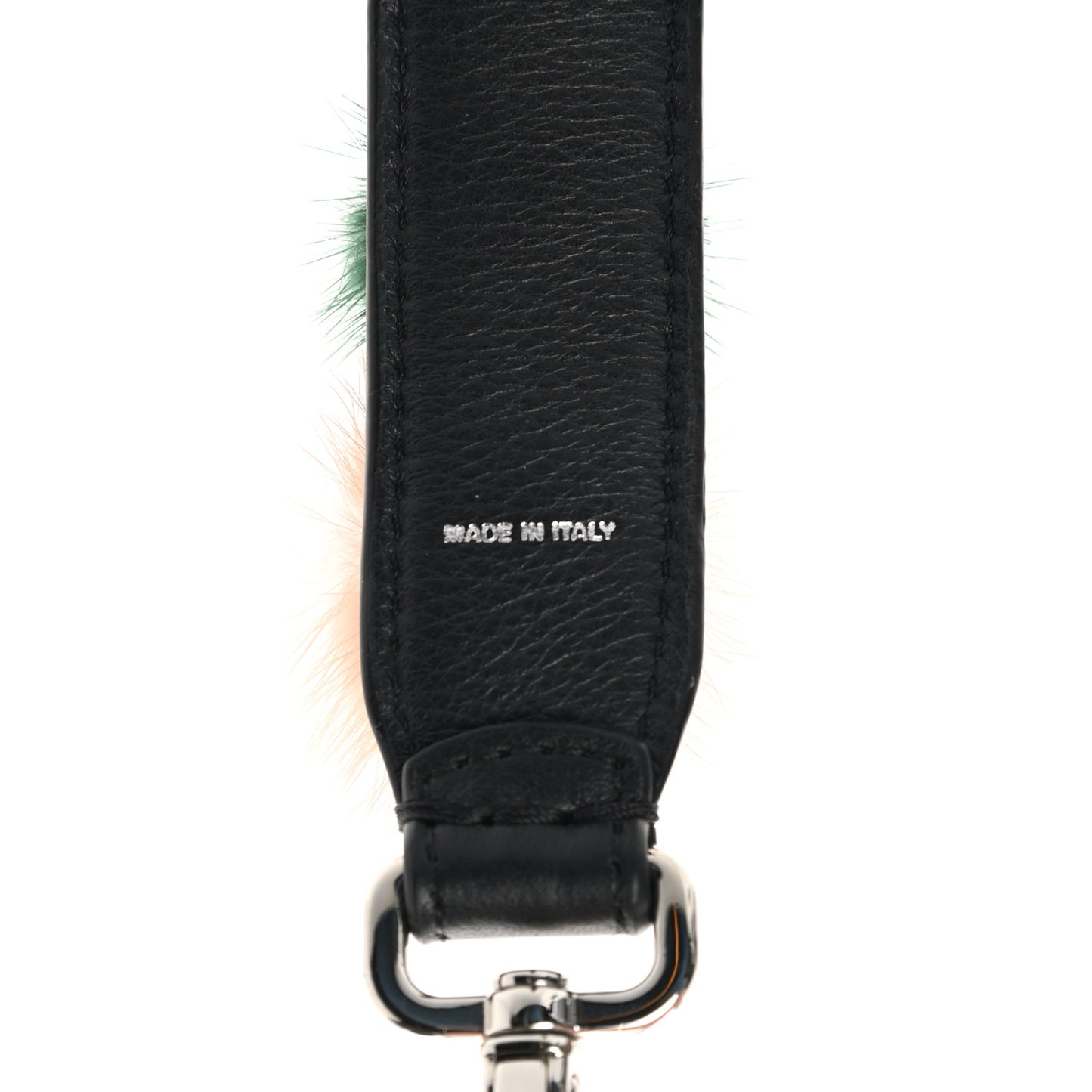 Mink Fur Pom Pom Mini Strap You Black Multicolor