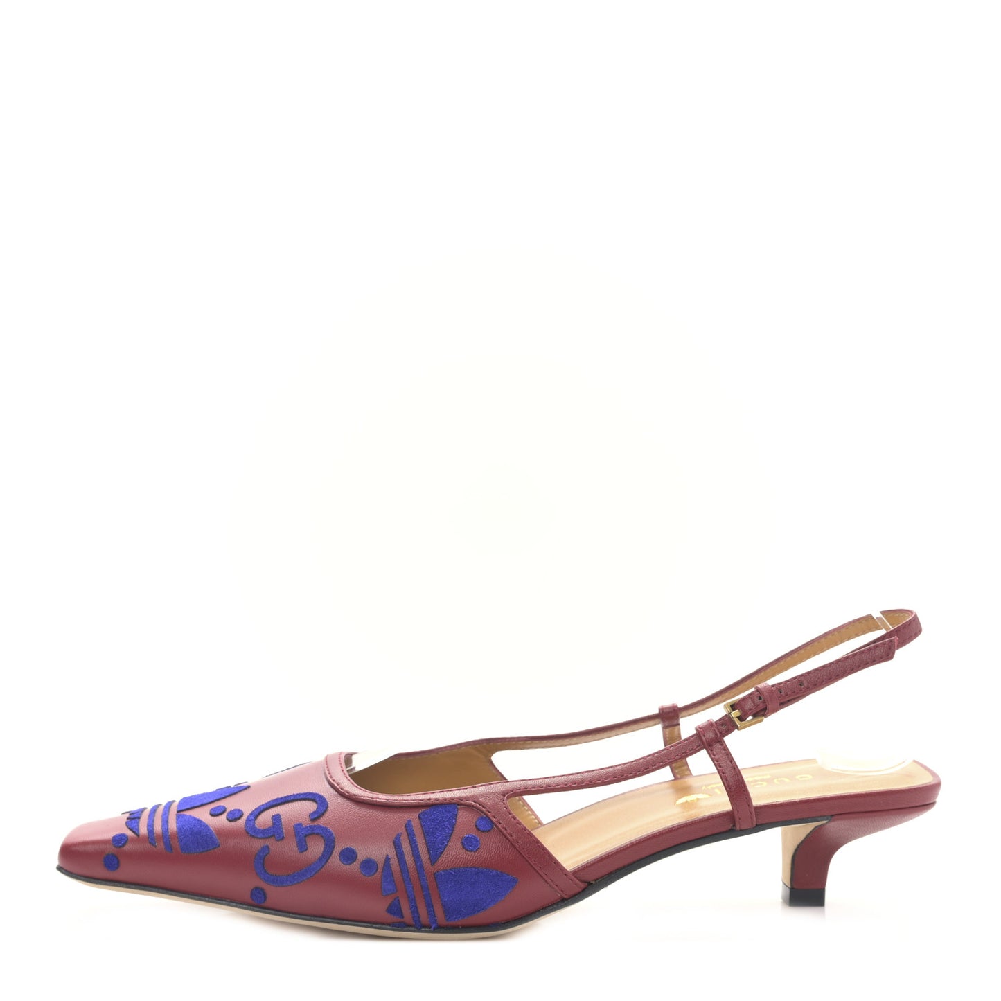 X ADIDAS Nappa Monogram Jumbo GG Trefoil Slingback Sandals 37.5 New Cherry Red Blue