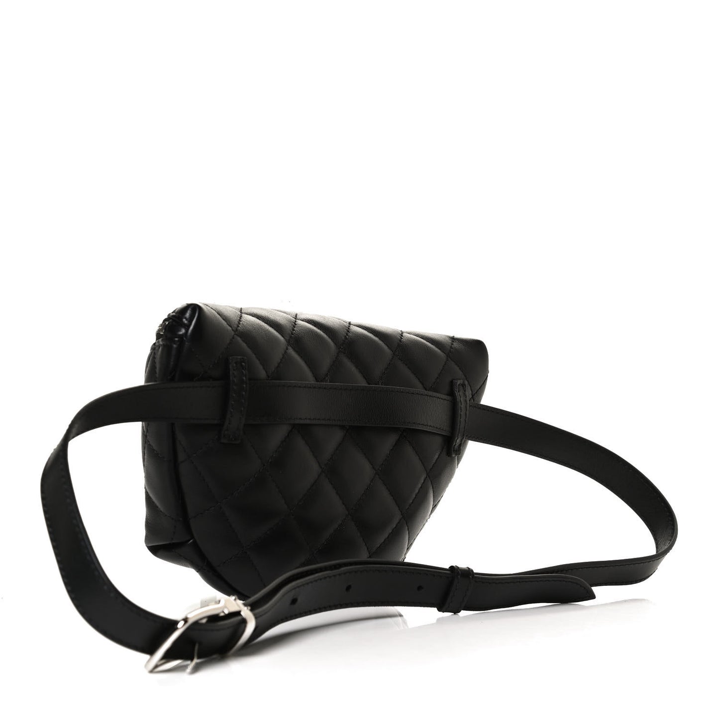 Lambskin Quilted Waist Belt Bag Black