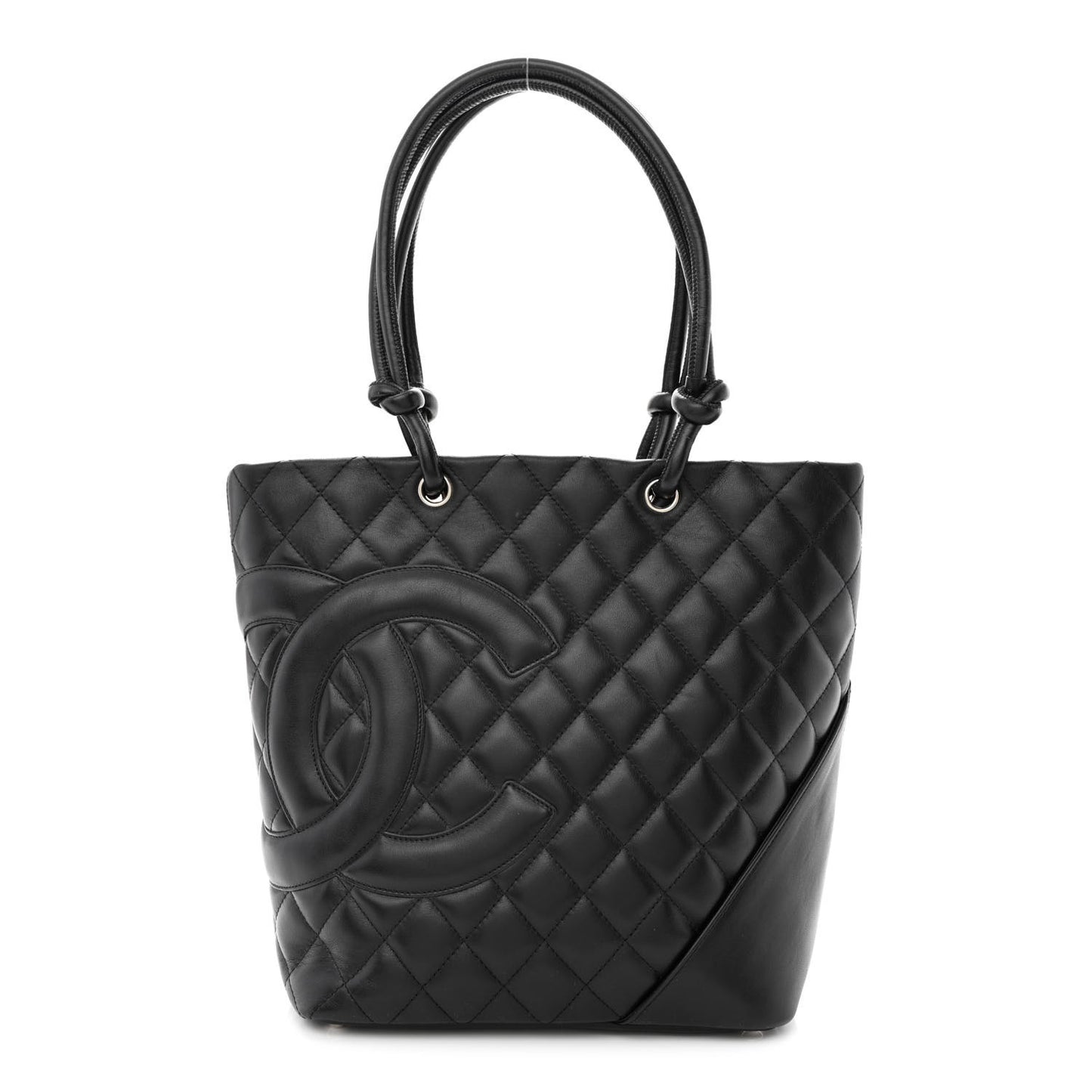 Calfskin Quilted Medium Cambon Tote Black