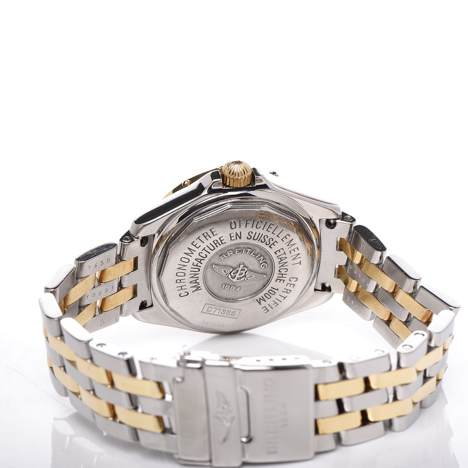 Breitling Stainless Steel 18K Yellow Gold Diamond Mother of Pearl 31mm Windrider Quartz Watch D71365 5 of 6