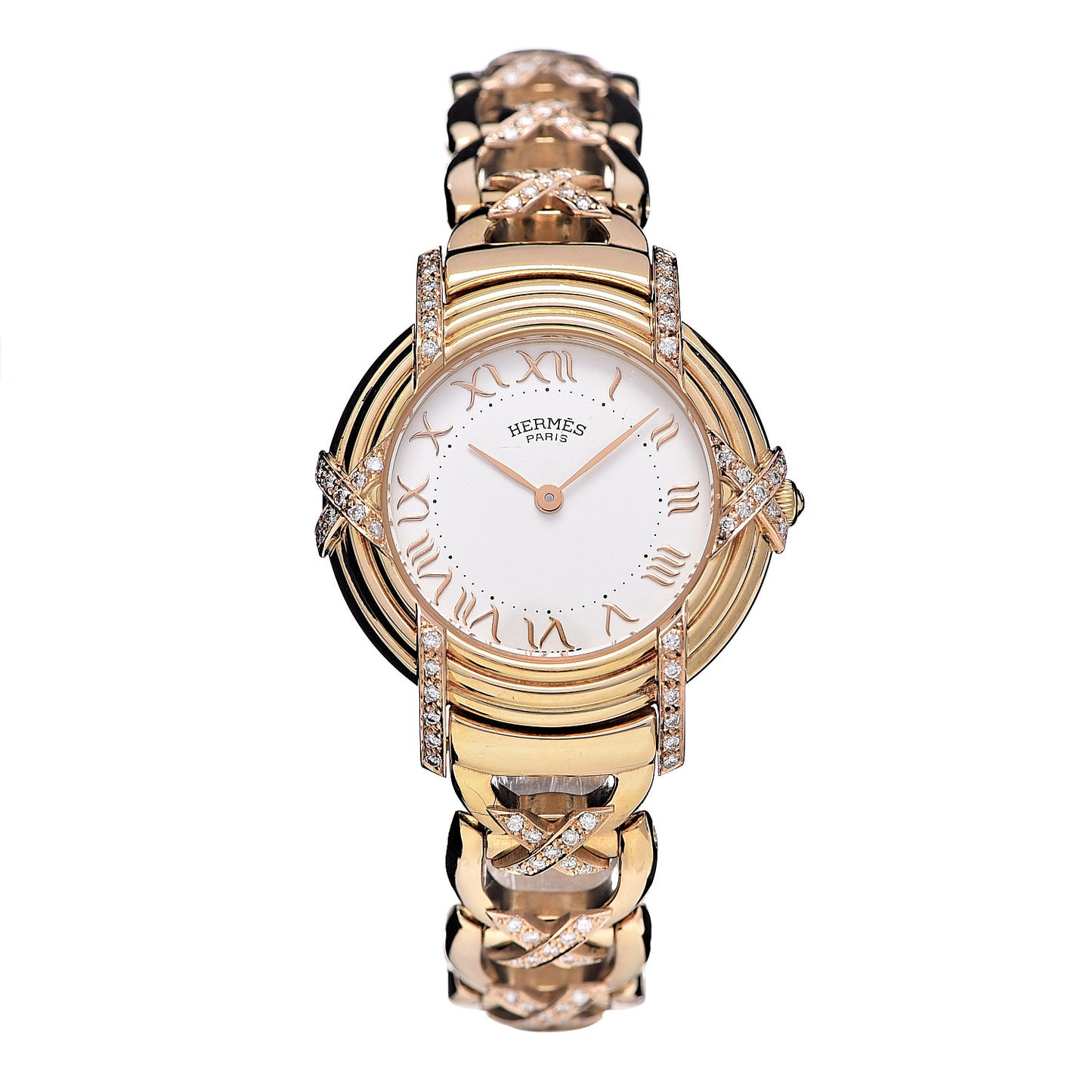 18K Yellow Gold Diamond 26mm Ruban Quartz Watch