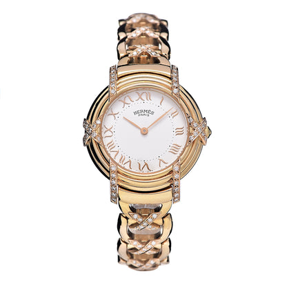 Hermes 18K Yellow Gold Diamond 26mm Ruban Quartz Watch 1 of 7