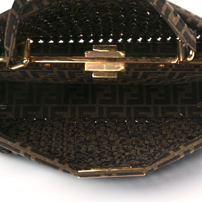 Fendi Fabric Jacquard FF 1974 Woven Knotted Medium Peekaboo Iconic Satchel Tobacco Moro 4 of 10