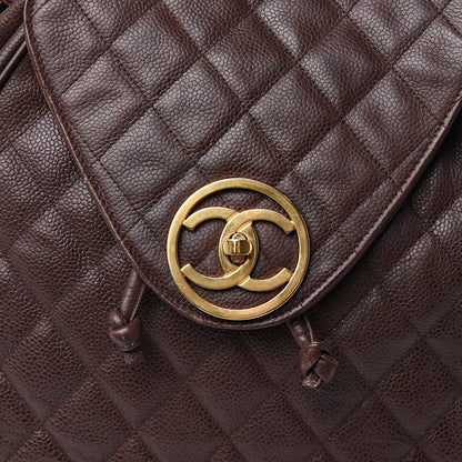 Chanel Caviar Quilted CC Backpack Brown 11 of 12