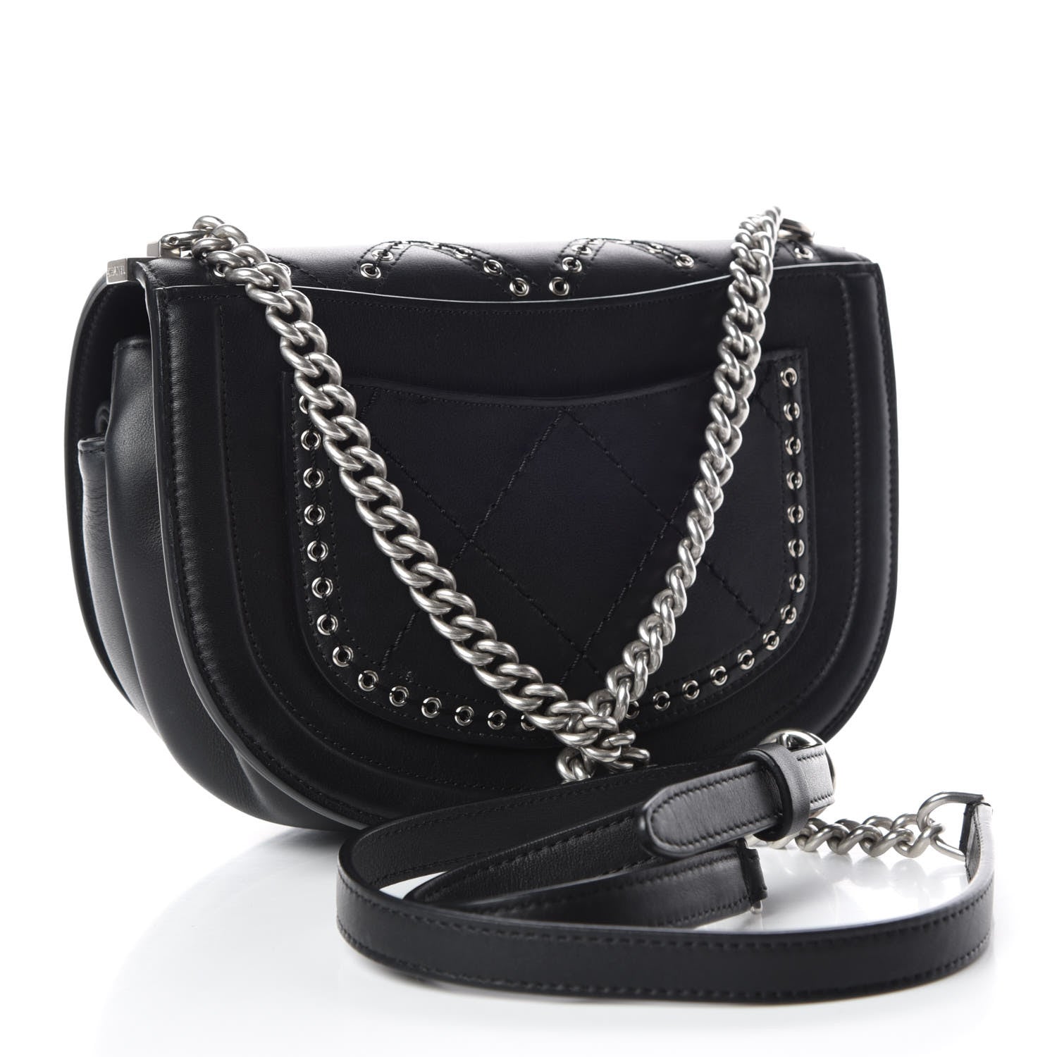 Chanel Calfskin Coco Eyelets Small Flap Bag Black 3 of 9