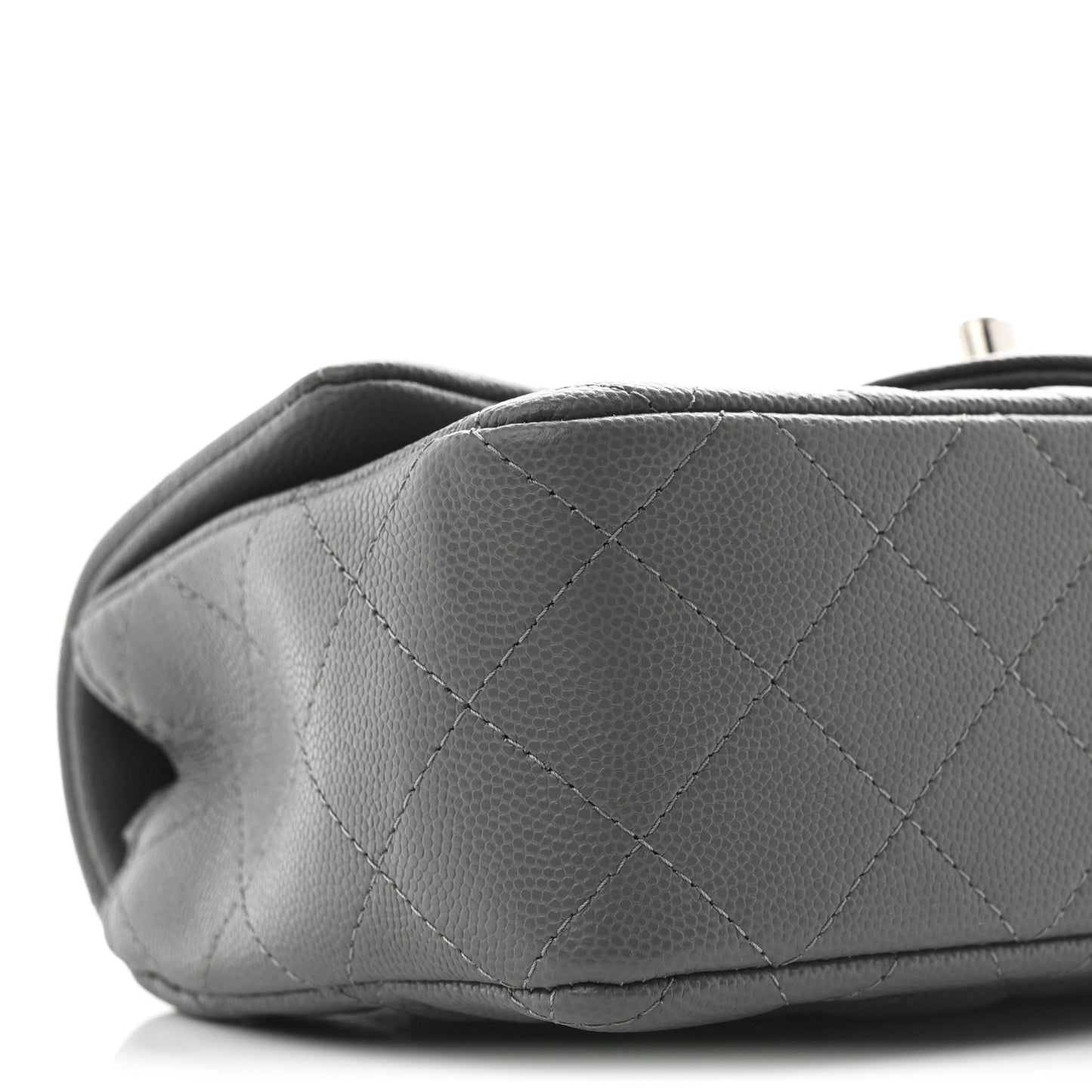 Caviar Quilted Mini Rectangular Flap Grey