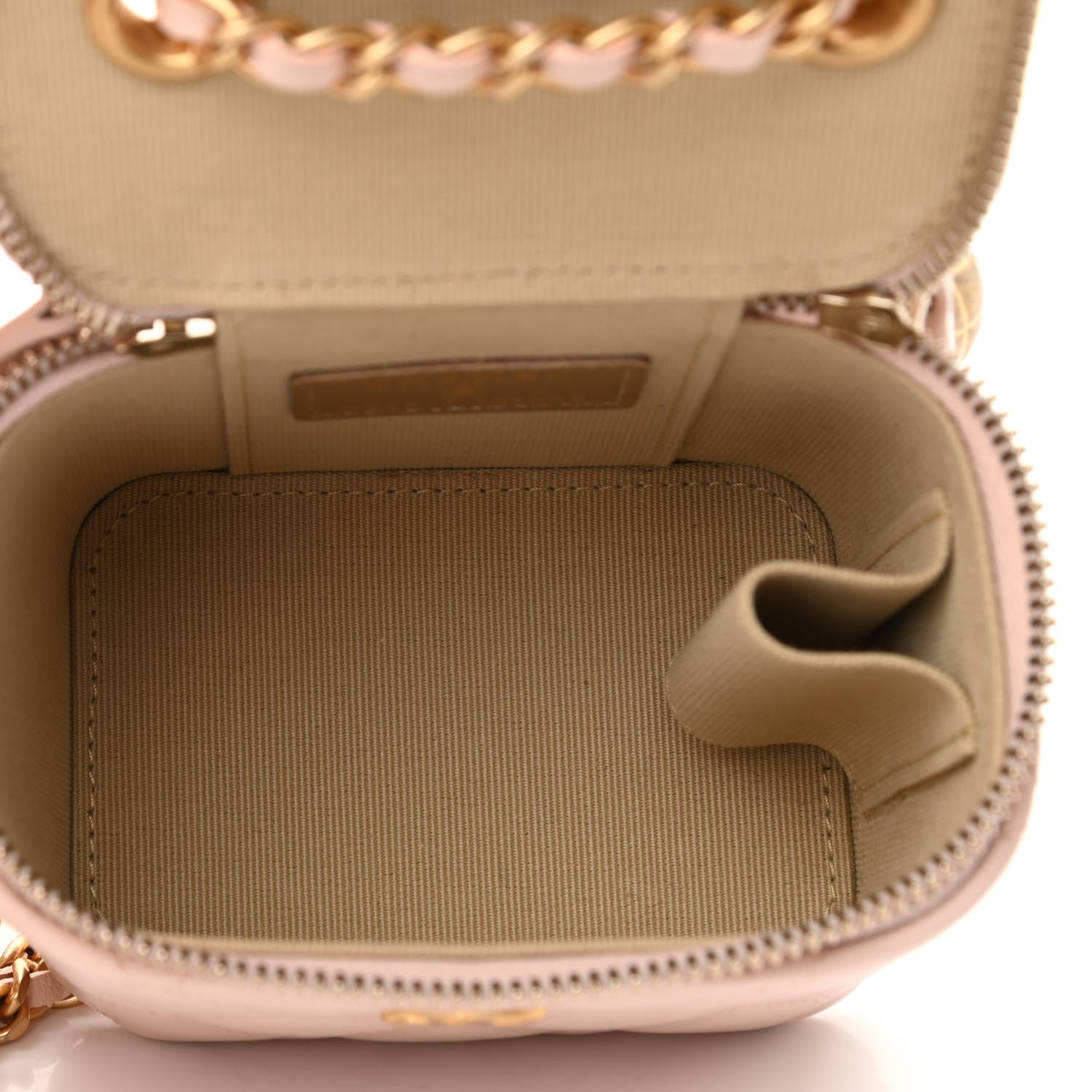 Chanel Lambskin Quilted Pearl Crush Mini Vanity Case With Chain Light Beige 5 of 11
