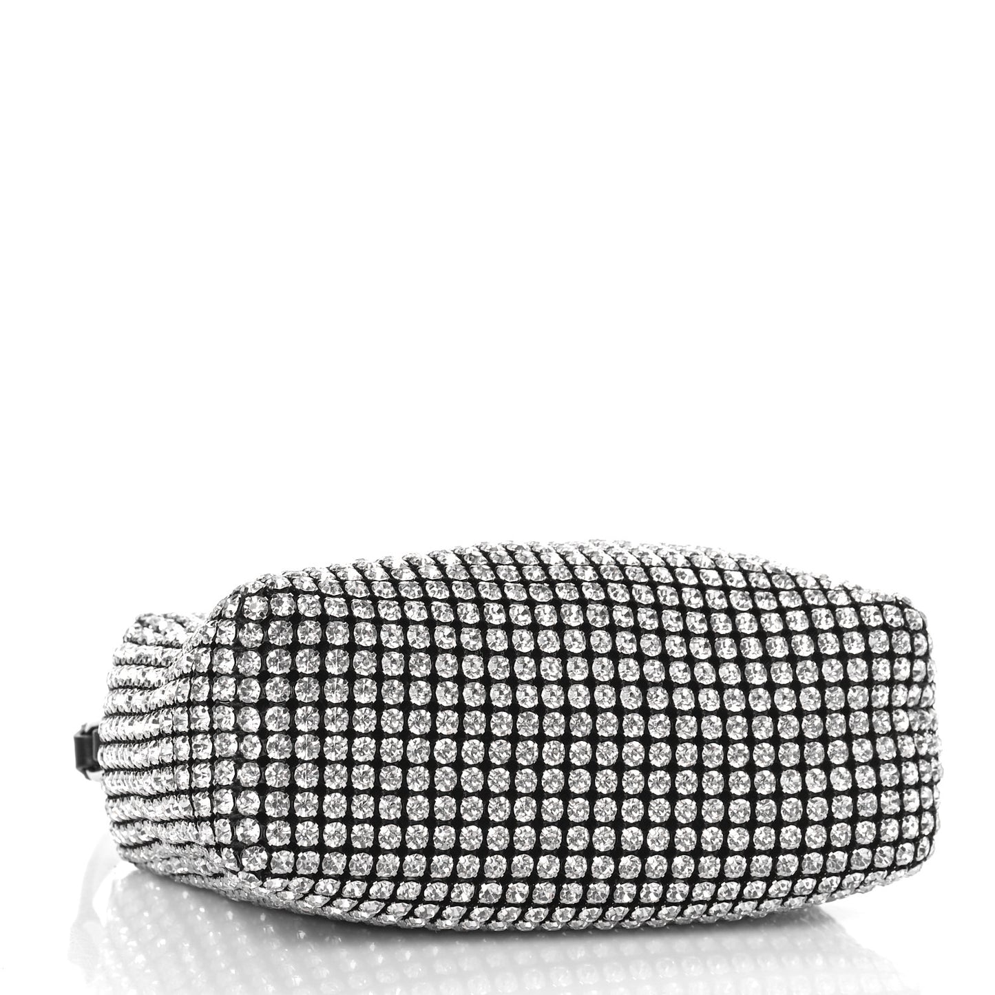 Mesh Crystal Rhinestone Mini Heiress Pouch Black Silver