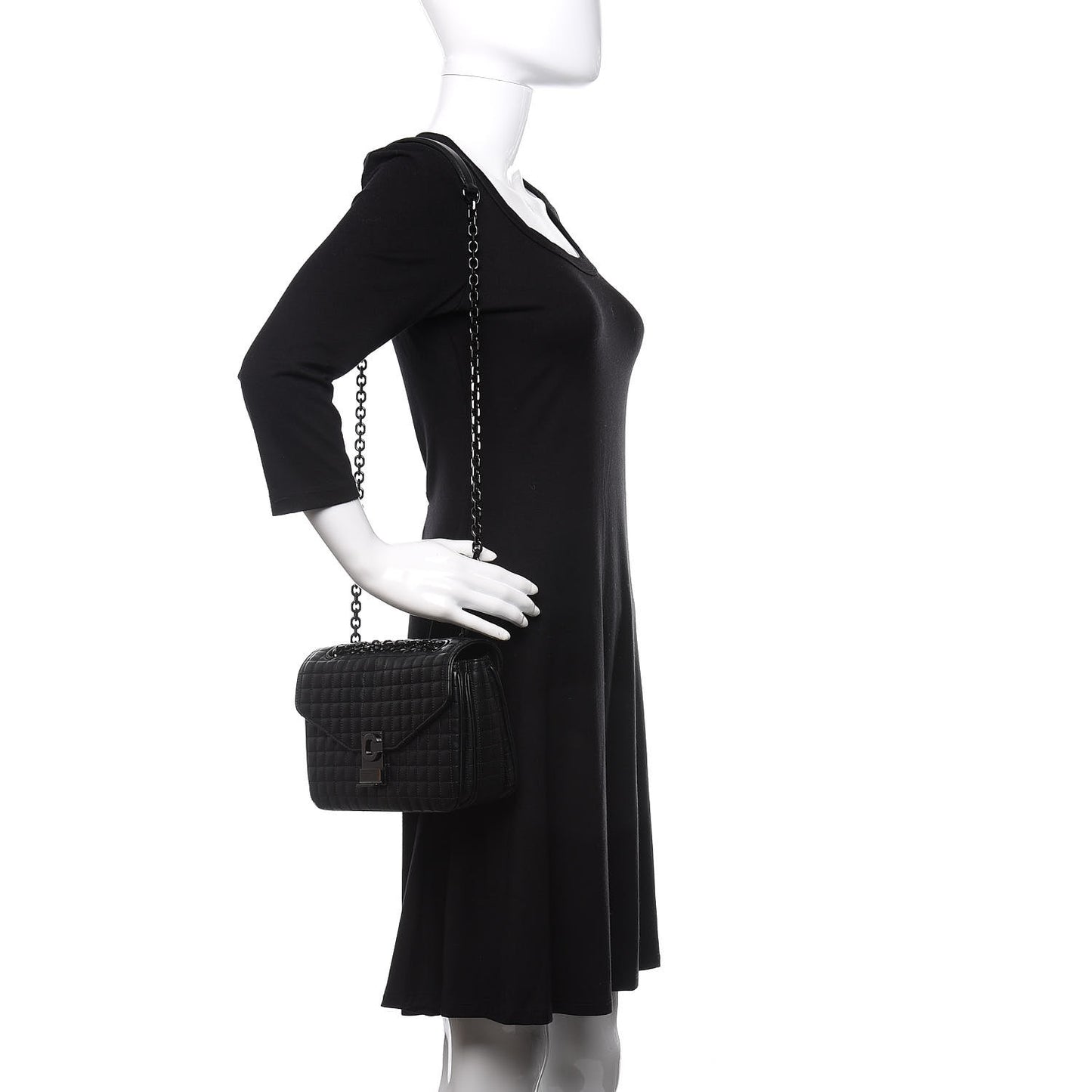 Calfskin Quilted Medium C Bag Black