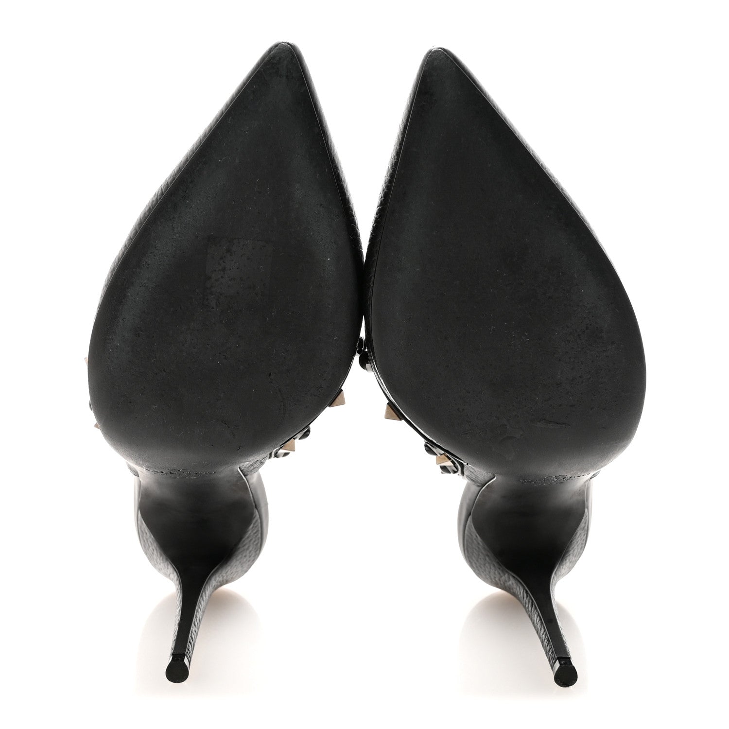 Valentino Garavani Pebbled Calfskin Onyx Rockstud Rolling Ankle Strap 100mm Pumps 39.5 Black 6 of 10
