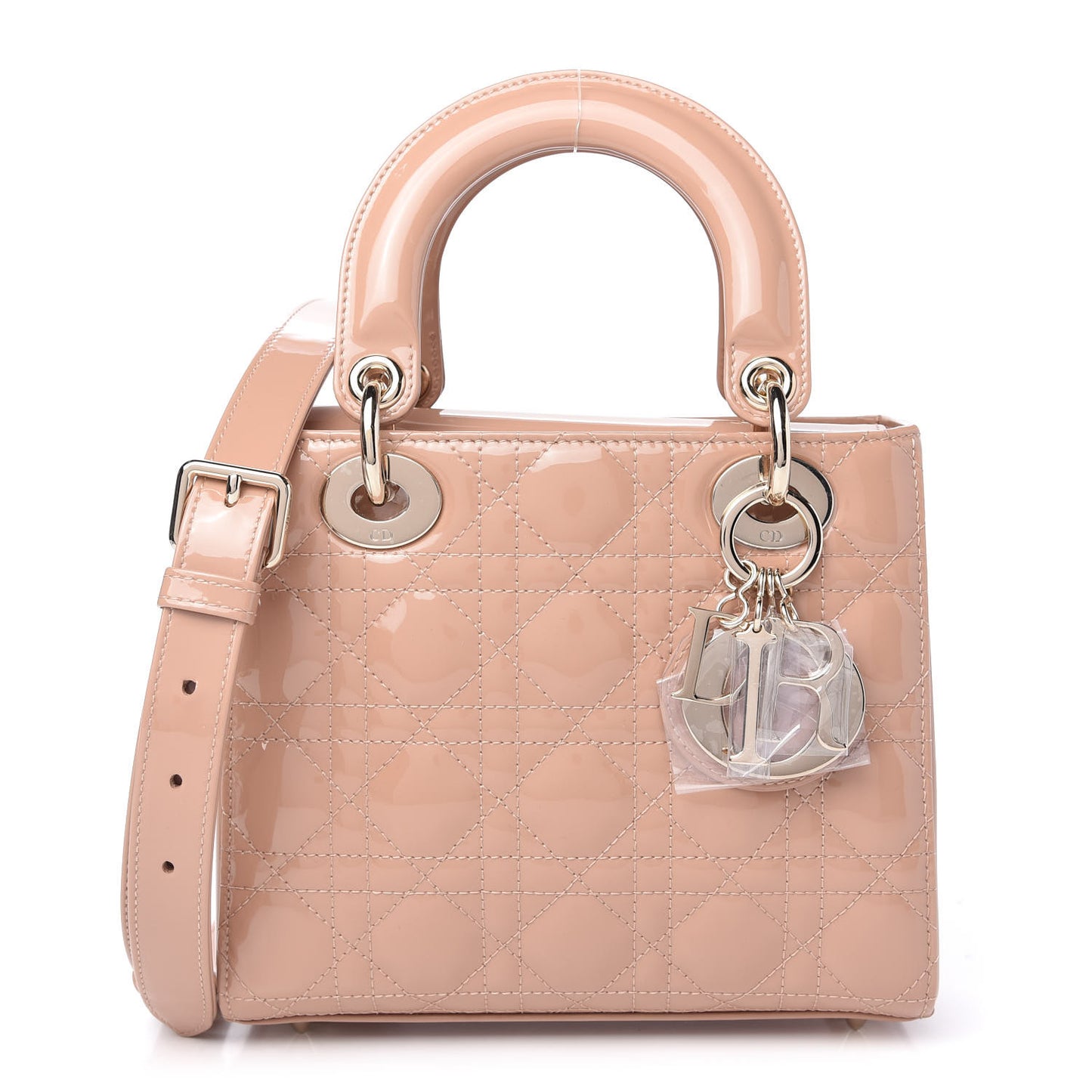 Patent Cannage Small Lady Dior Rose De Vents