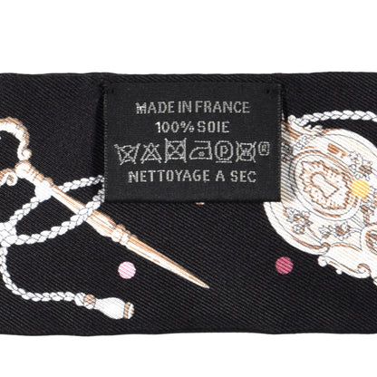 Hermes Silk Les Cles A Pois Twilly Black Beige Rose Multicolor 4 of 4
