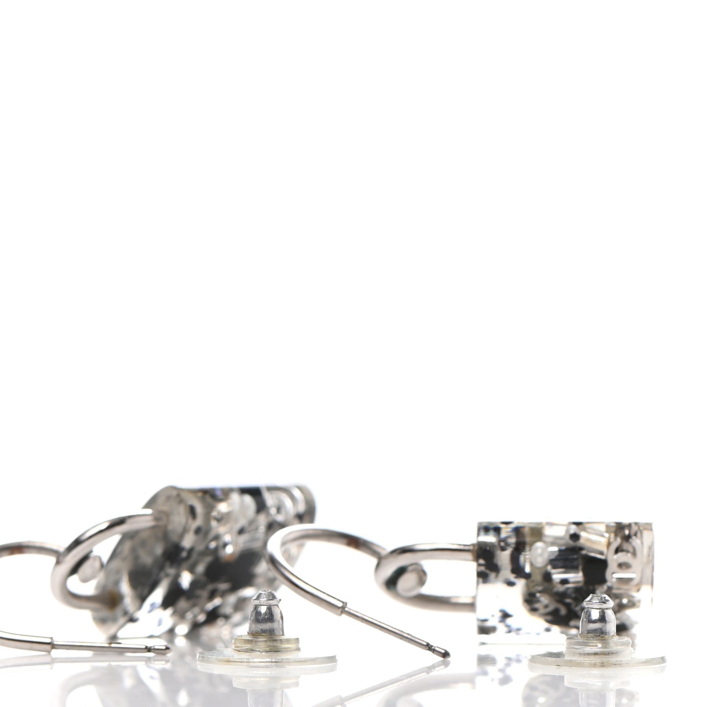 Plexiglass Pearl CC Earrings Grey