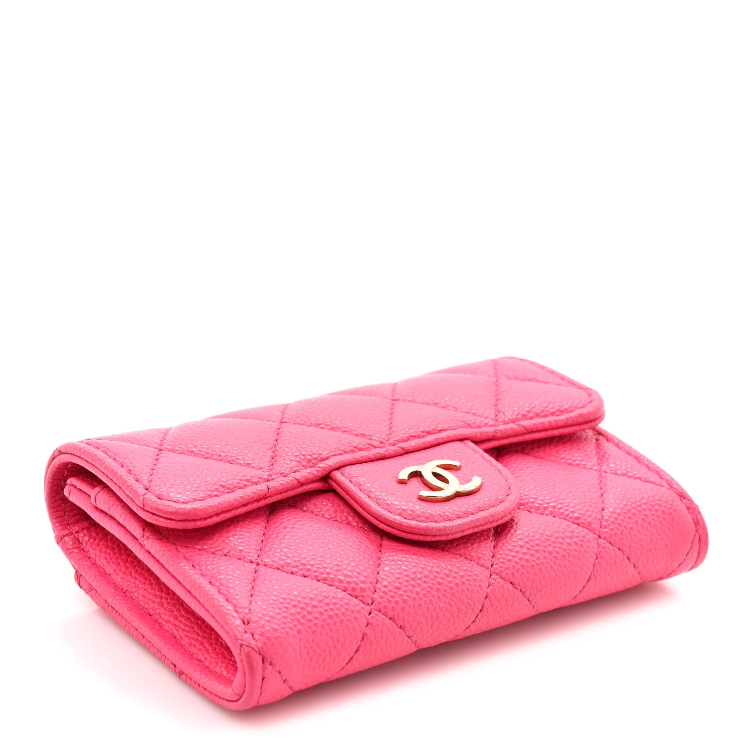 Chanel Caviar Quilted Flap Card Holder Wallet Fuchsia 4 of 12